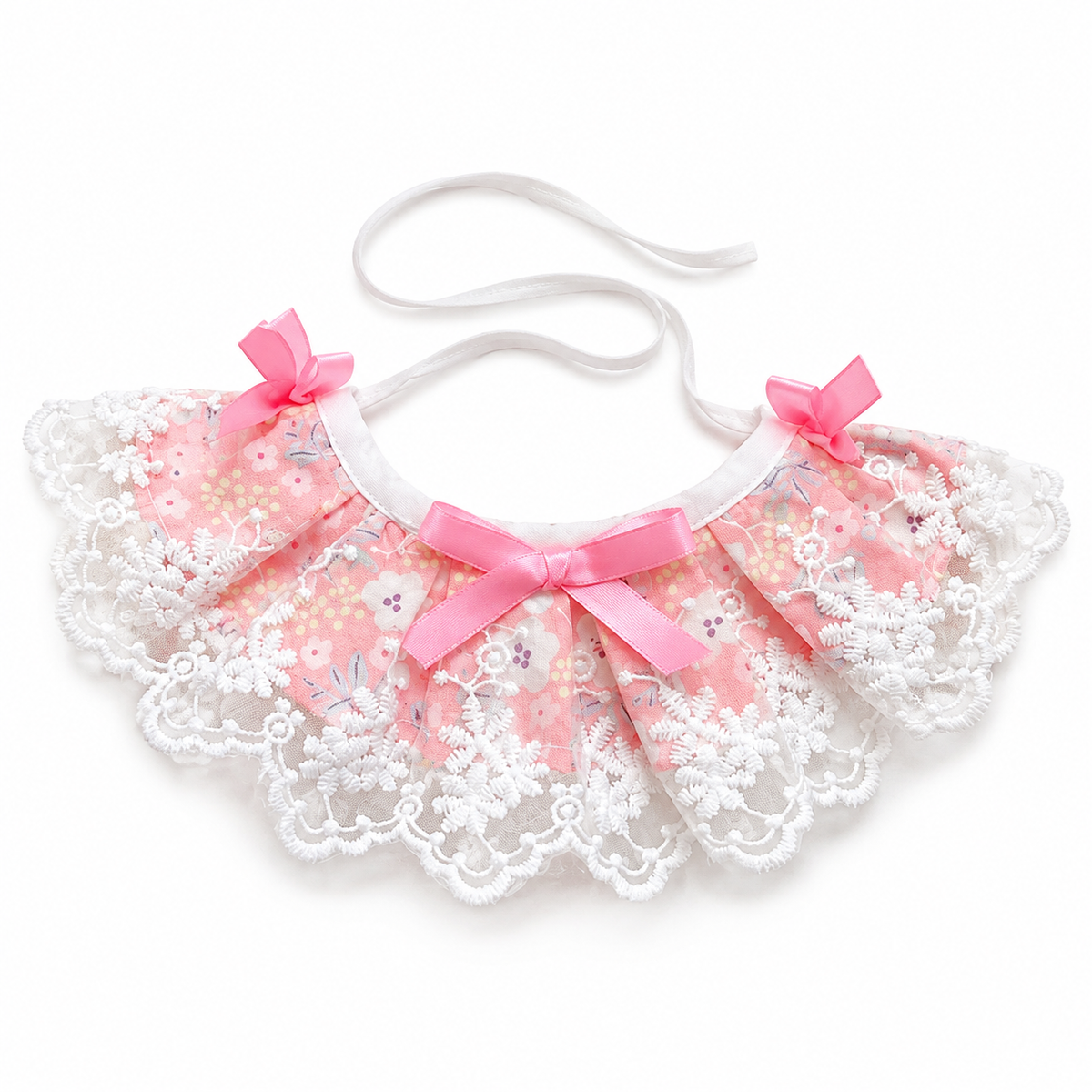 Floral Lace Edge Bib - Pink Blossom