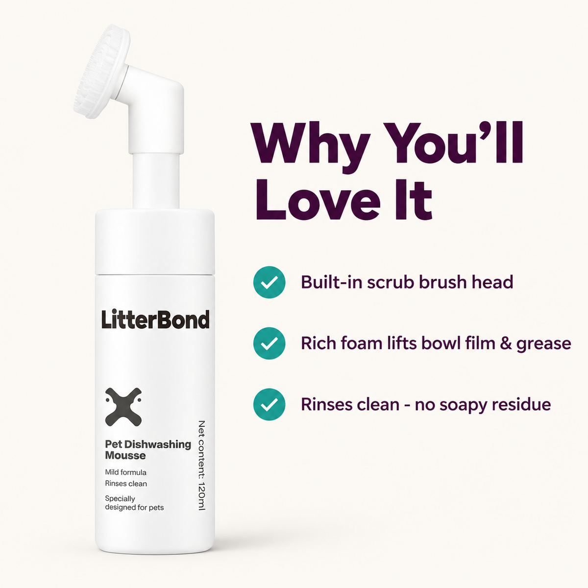 LitterBond Bowl Cleaner Mousse 120 ml - key features