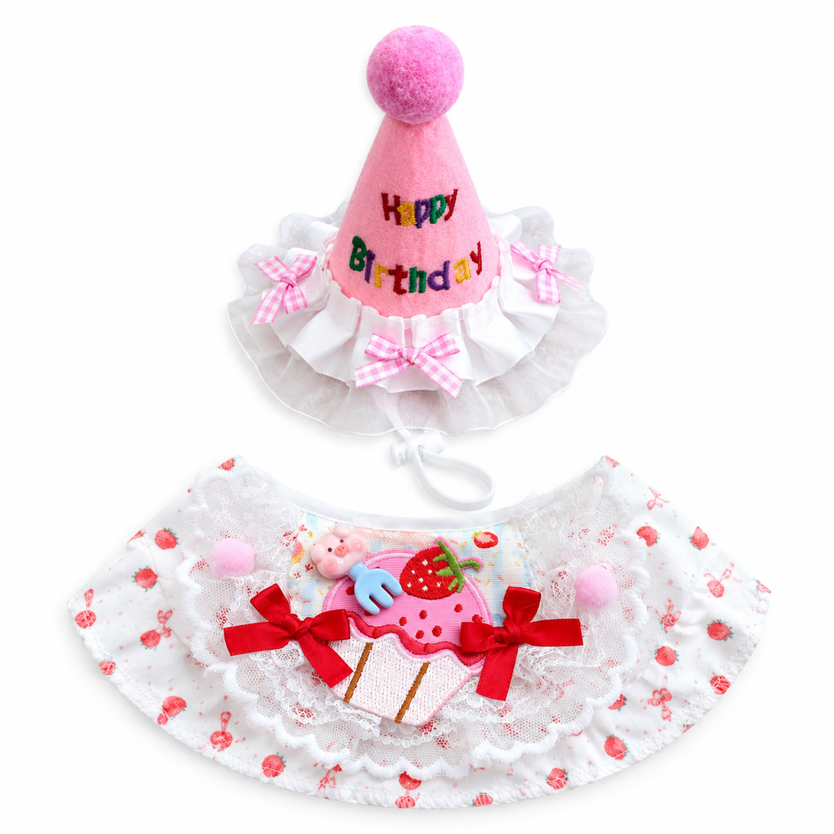 Birthday Hat & Bib Options - Pink Birthday Set