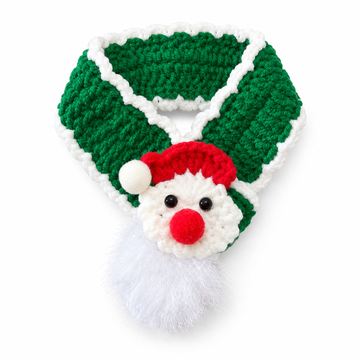 Tree & Santa Crochet Loop Scarf - Green Santa