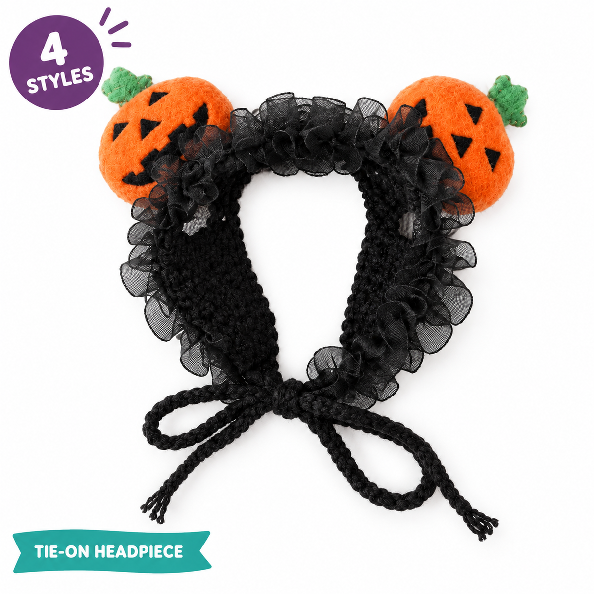 LitterBond Pumpkin & Rose Halloween Headpiece - main features