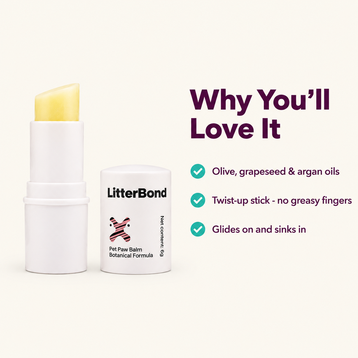 LitterBond Paw Balm Stick 6 g - key features