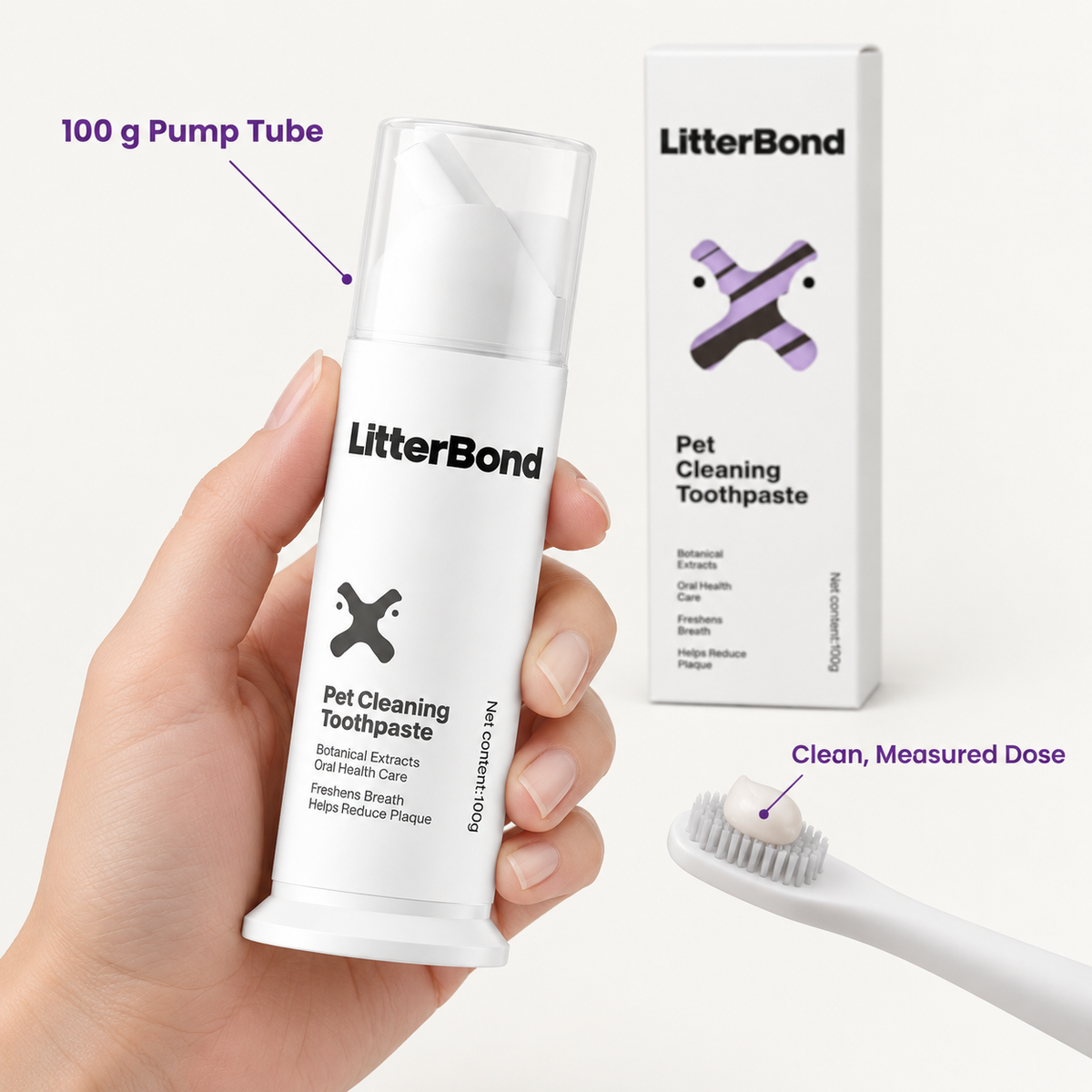 LitterBond Enzymatic Toothpaste 100 g - size and materials