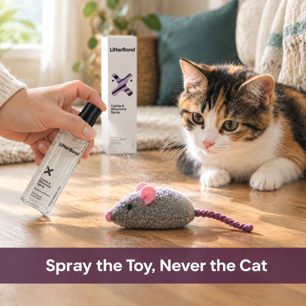 LitterBond Catnip & Silvervine Spray 20 ml - easy to use