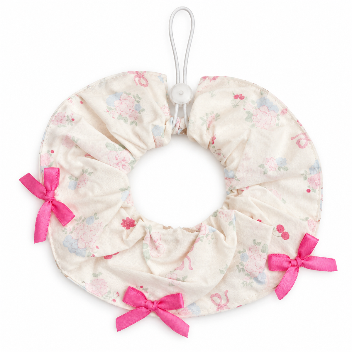 Mini Bow Print Ruffle Collar - Cream Floral