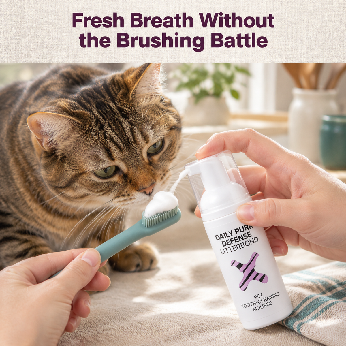 LitterBond Daily Purr Defense Dental Mousse 60 ml - how it helps