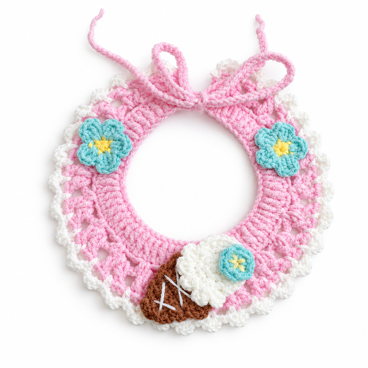 Ice Cream Cone Crochet Bib - Pink Ice Cream
