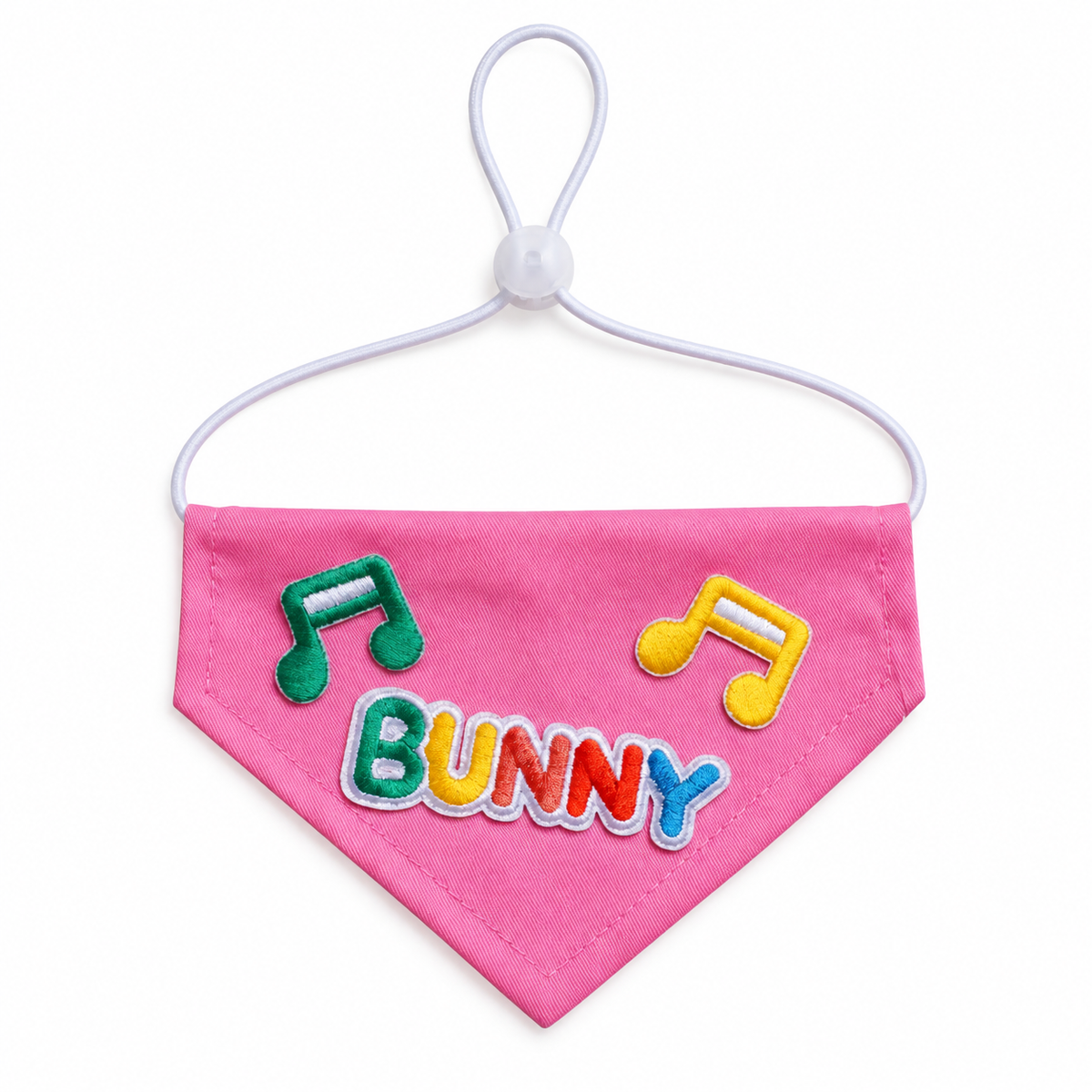 Playful Patch Triangle Bandana - Pink Bunny Notes