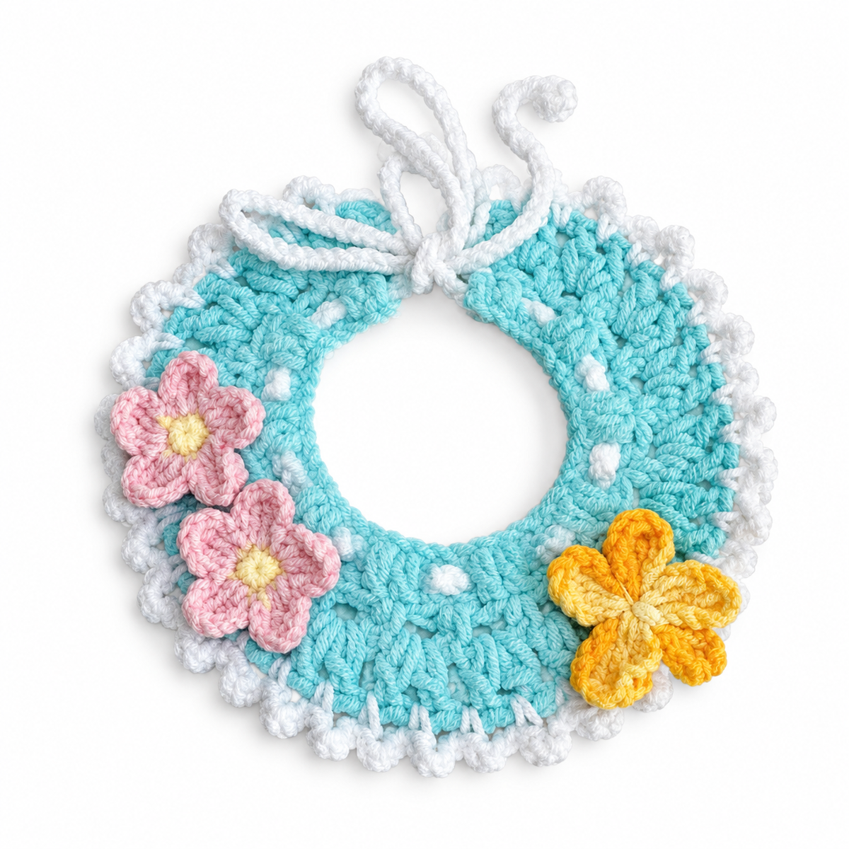 Flower & Butterfly Crochet Collar - Sky Blue