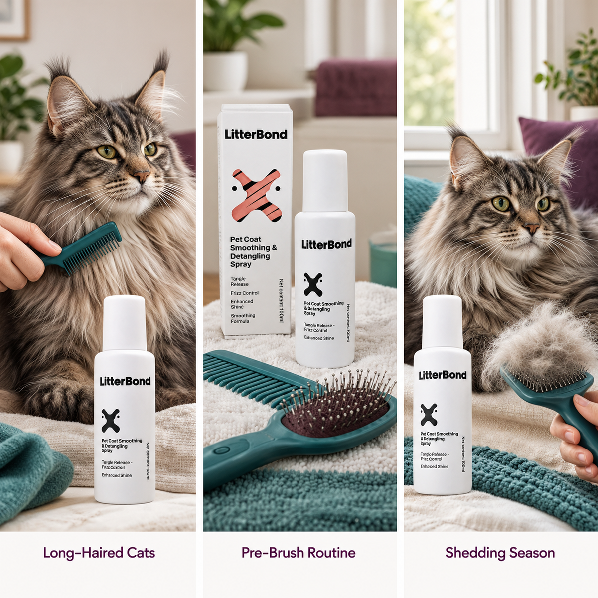 LitterBond Detangler Spray 100 ml - three ways to use it