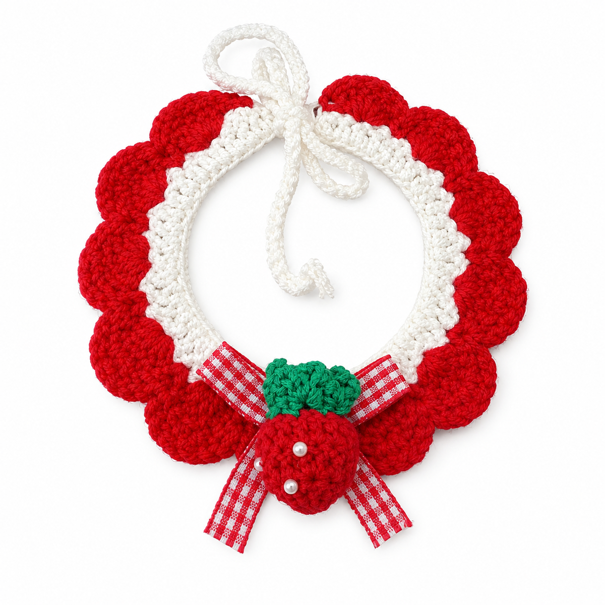 Crochet Party Hat & Collar Options - Red Strawberry Collar