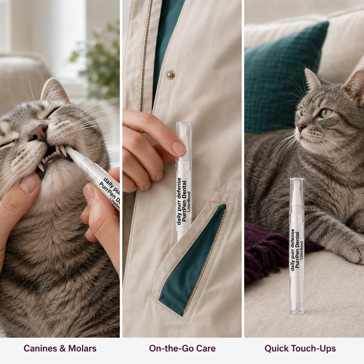 LitterBond PurrPen Dental Pen 5 ml - three ways to use it