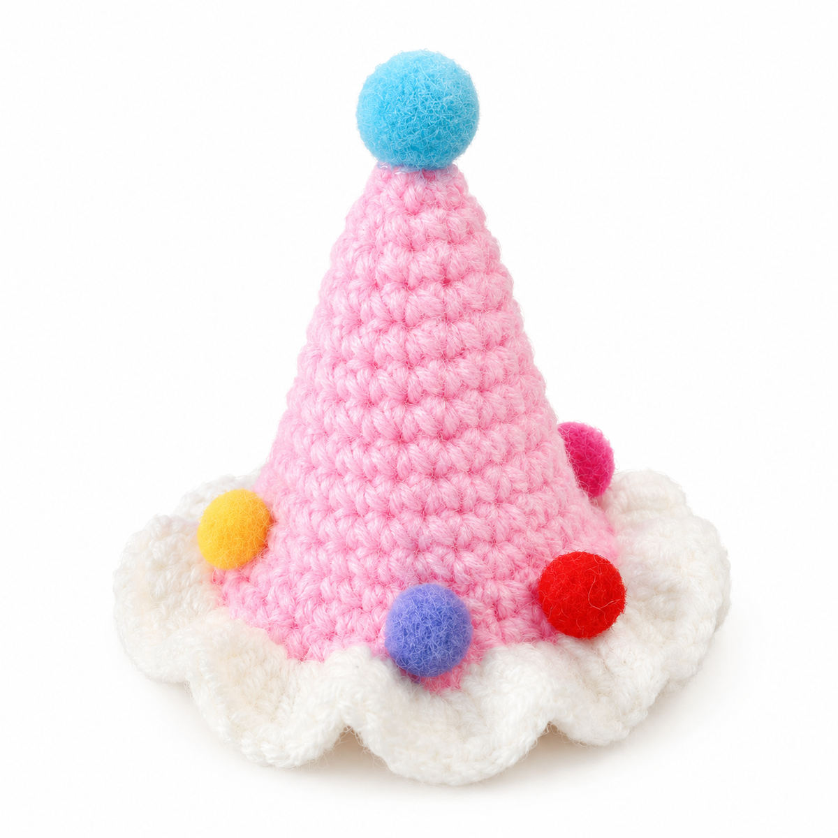 Crochet Party Hat & Collar Options - Pink Confetti Hat