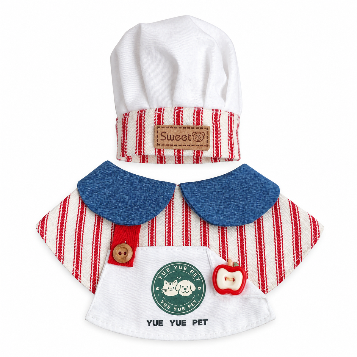 Chef Hat & Bib Options - Red Stripe Chef Set
