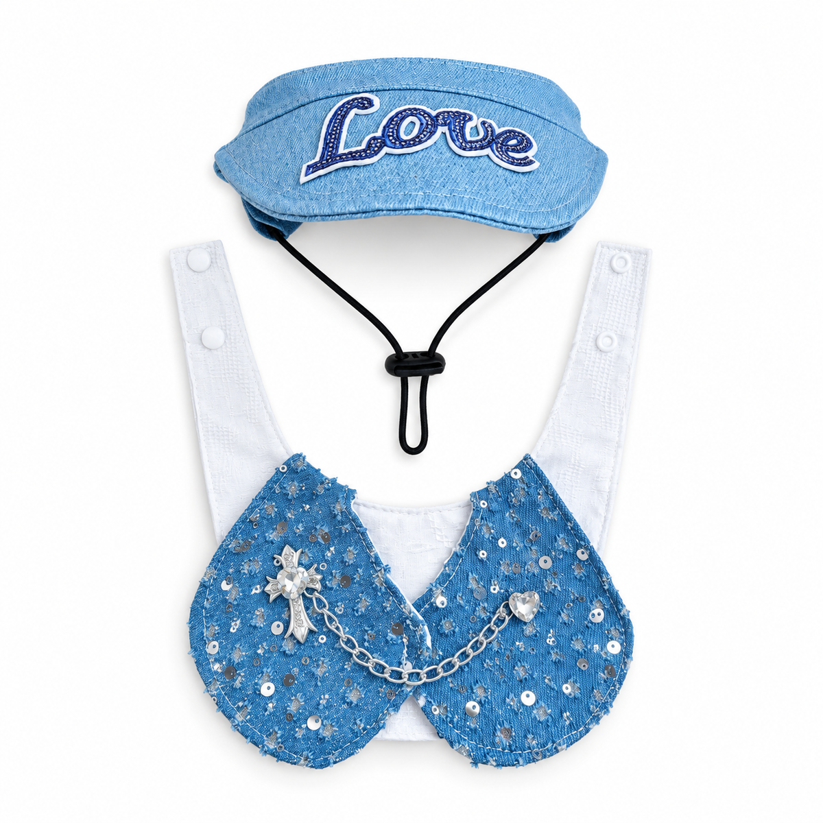 Denim Visor & Bib Options - Denim Blue Set
