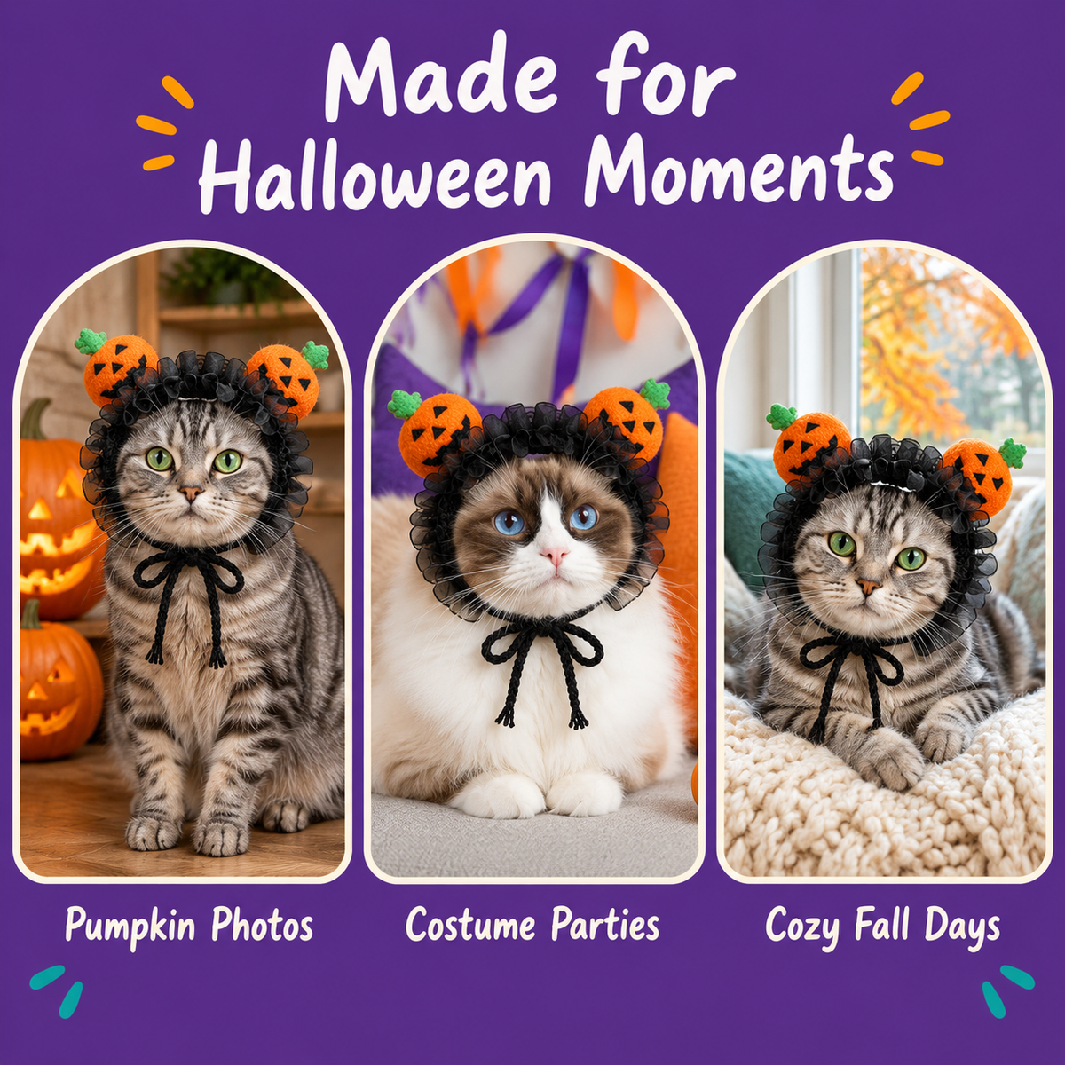 LitterBond Pumpkin & Rose Halloween Headpiece - Halloween moments