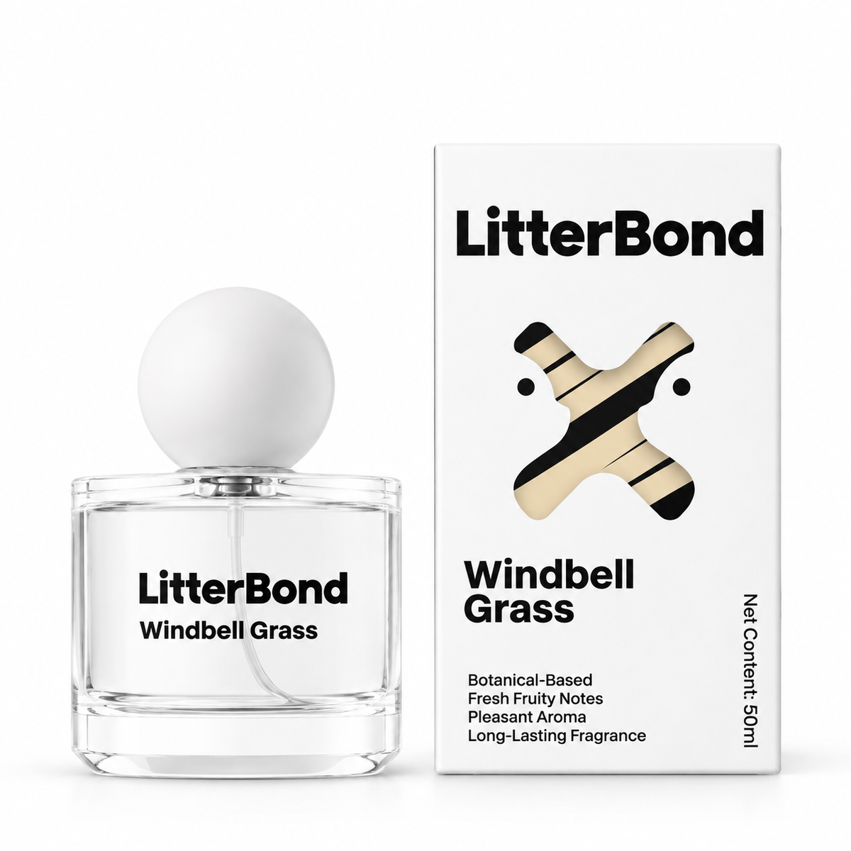 LitterBond Cologne Spray 50 ml 3 scents on white background