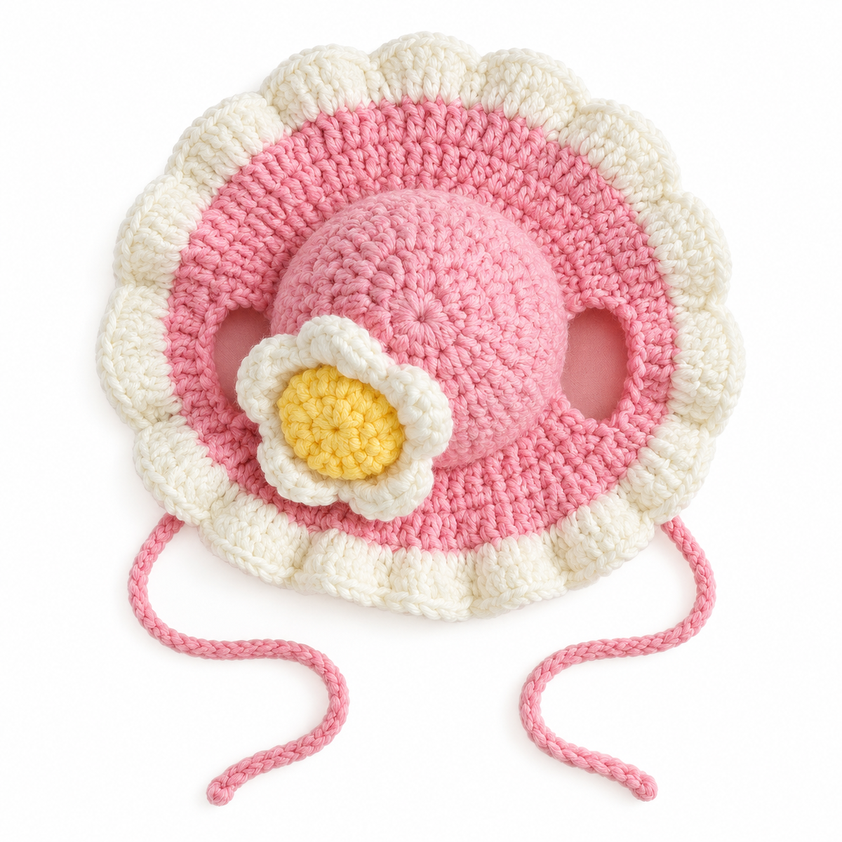 Crochet Dress-Up Hats & Hood - Pink Daisy Hat