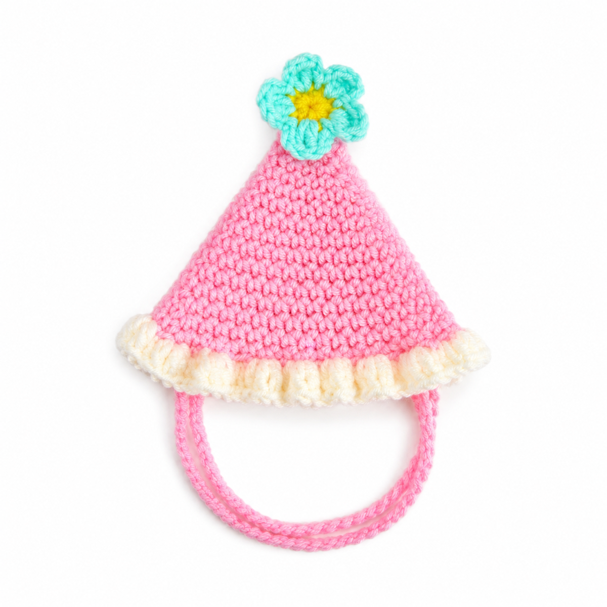 Flower Party Hat & Collar Options - Pink & Aqua Flower Hat