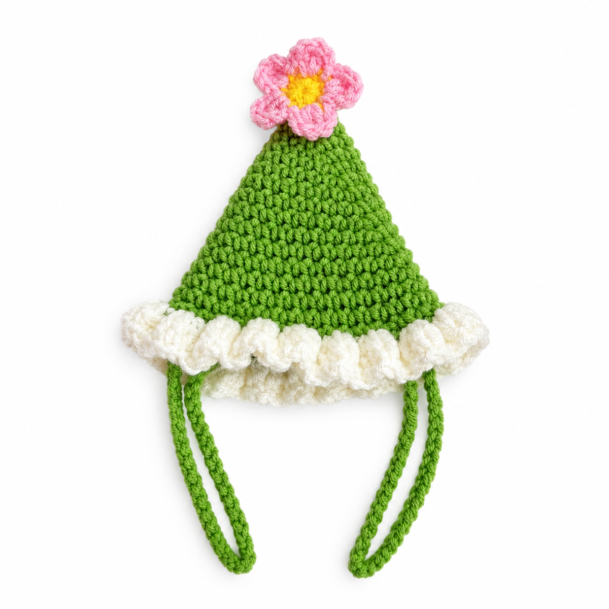 Flower Party Hat & Collar Options - Green & Pink Flower Hat