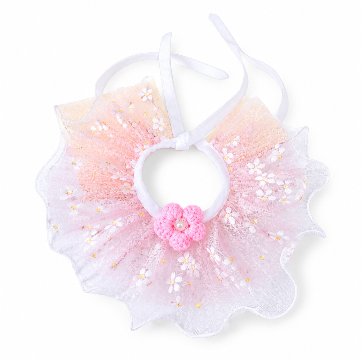 Floral Tulle Ruffle Collar - Blush Pink