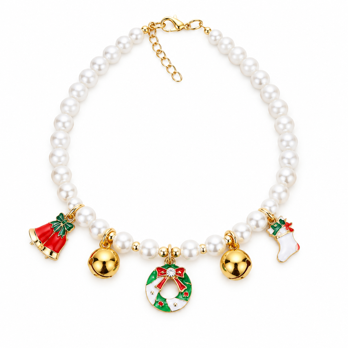 Pearl-Look Charm Necklace - Wreath