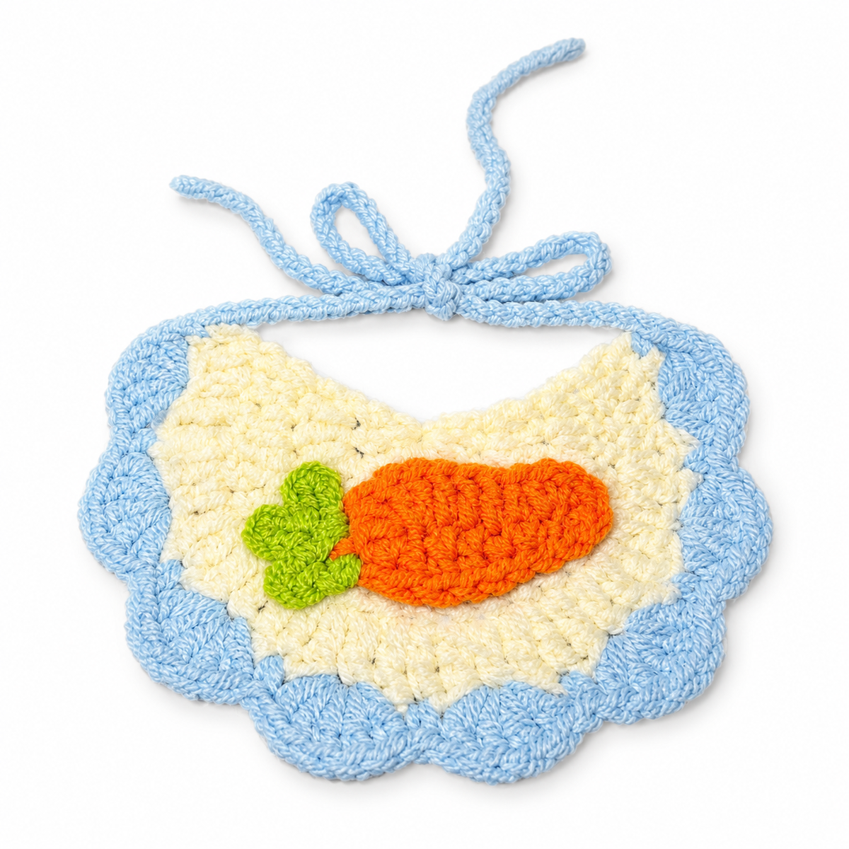 Crochet Applique Bib - Orange Carrot