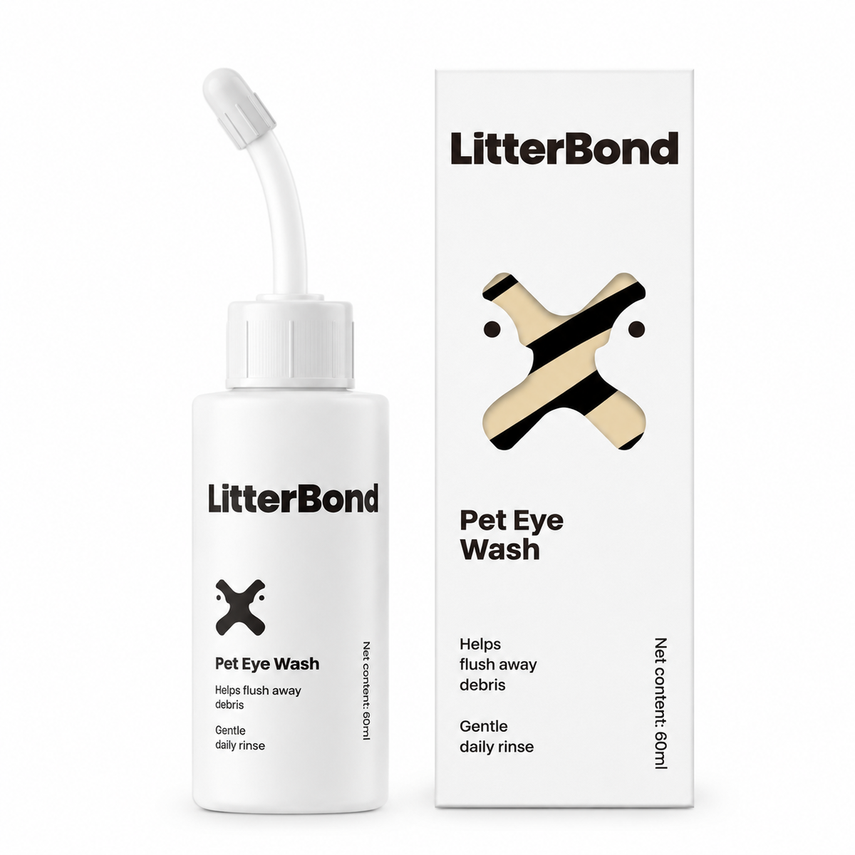 LitterBond Eye Wash 60 ml on white background