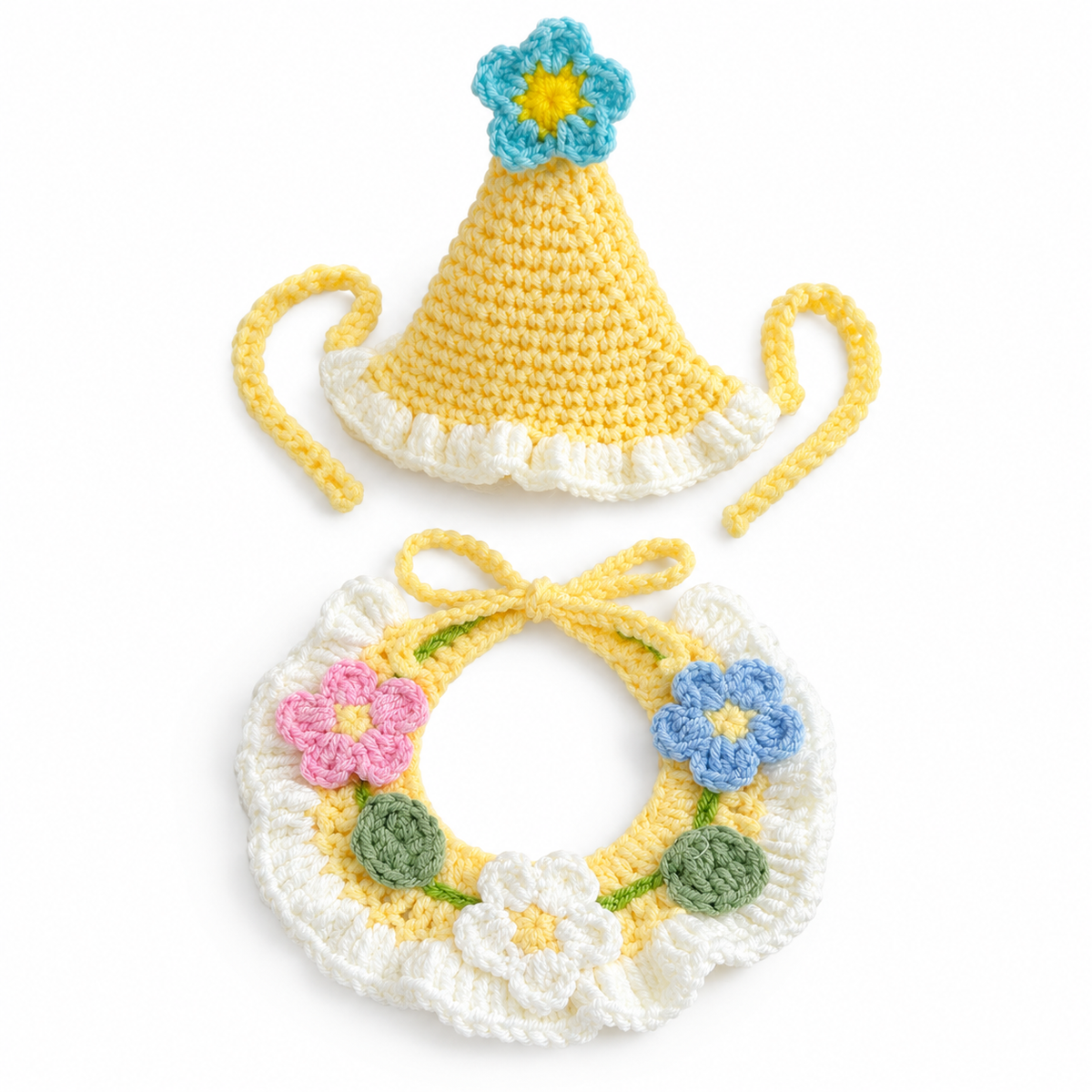 Flower Party Hat & Collar Options - Yellow Garden Set