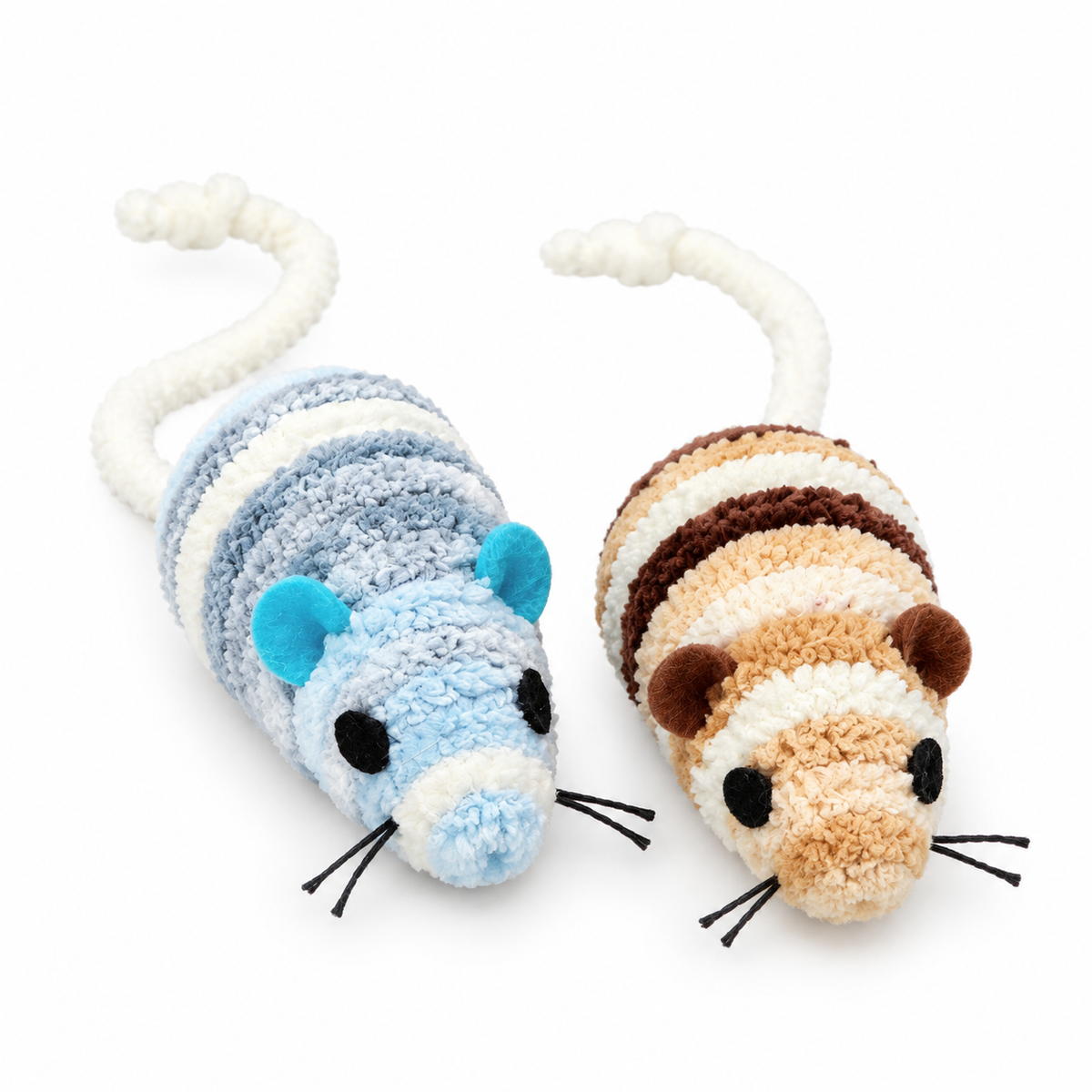 Blue and Tan Mouse Pair - Striped Mouse Duo