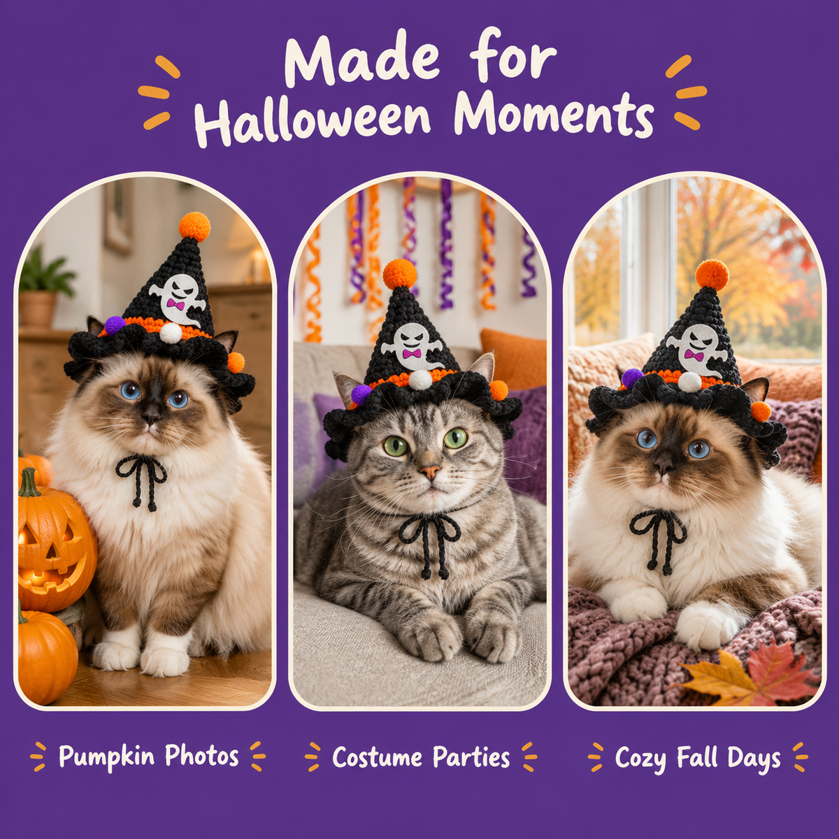 LitterBond Crochet Halloween Witch Hat - Halloween moments