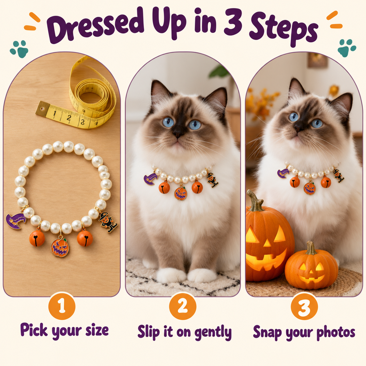 LitterBond Halloween Pearl Charm Necklace - how to put it on