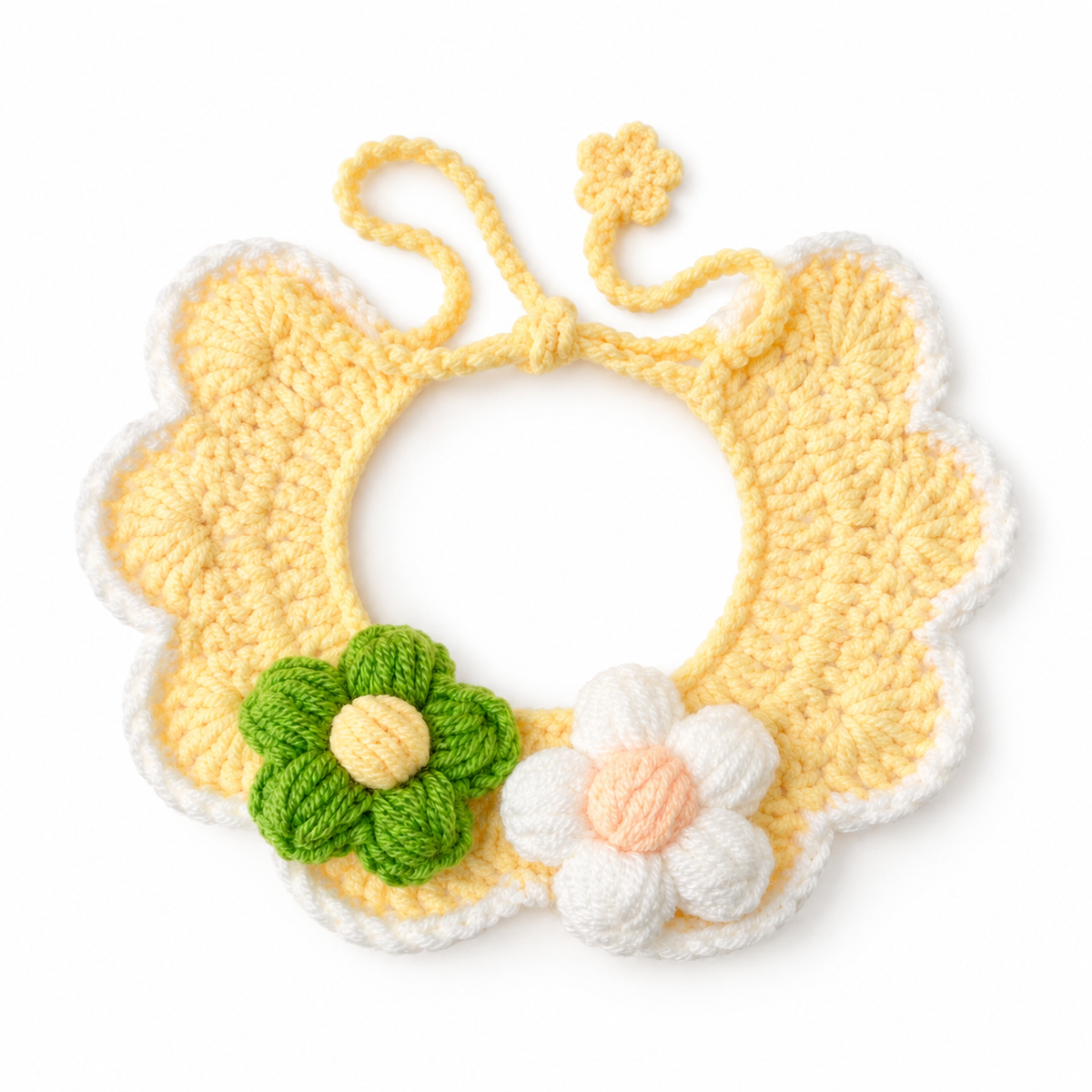 Daisy Pair Scalloped Crochet Collar - Butter Yellow