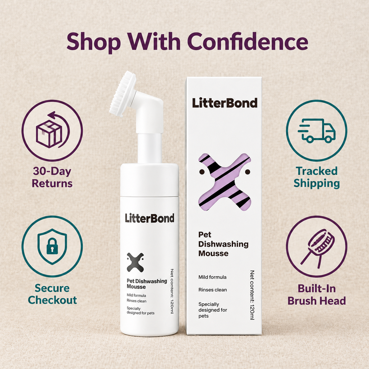 LitterBond Bowl Cleaner Mousse 120 ml - 30-day returns, tracked shipping, secure checkout