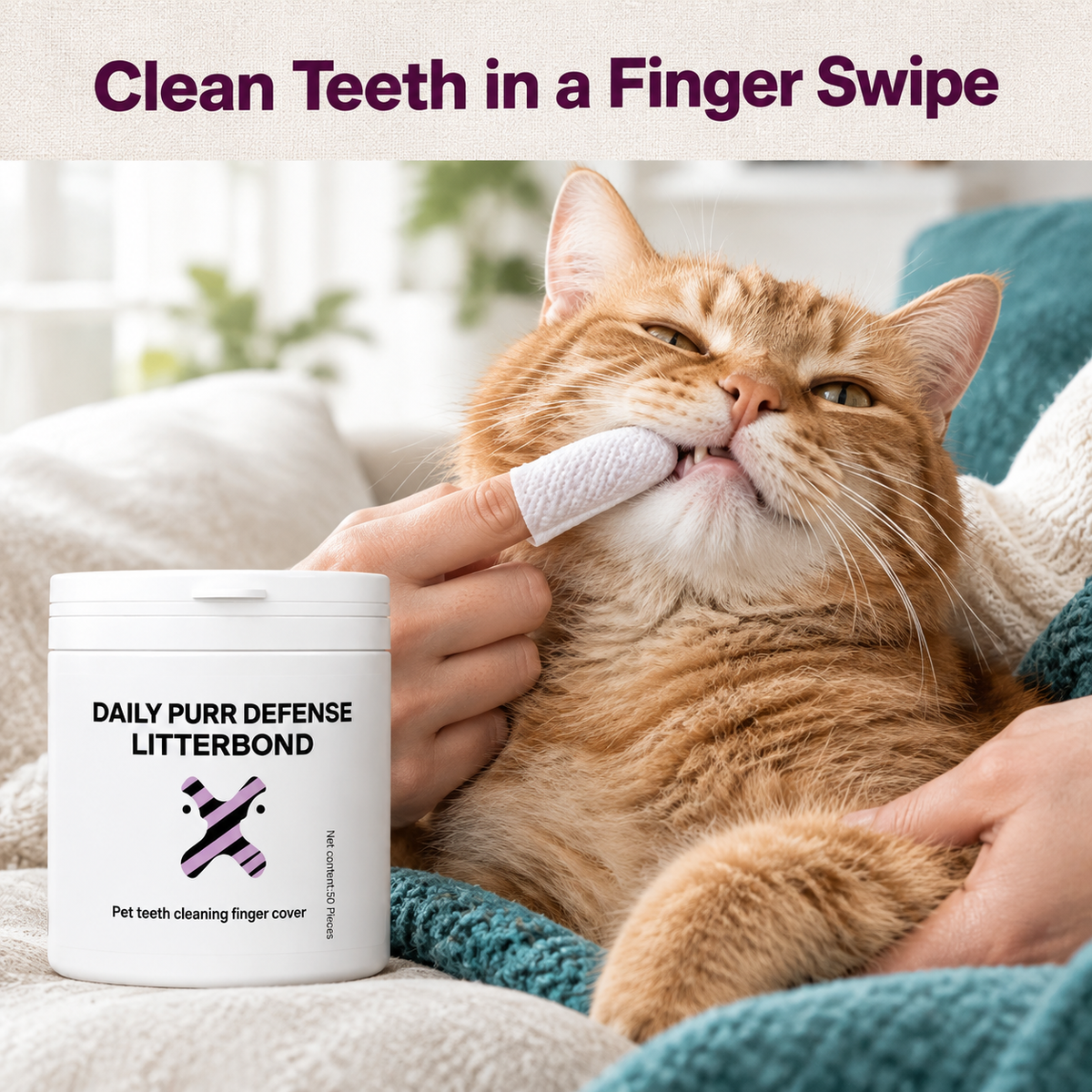 LitterBond PurrWipes Dental Finger Wipes 50 ct - how it helps