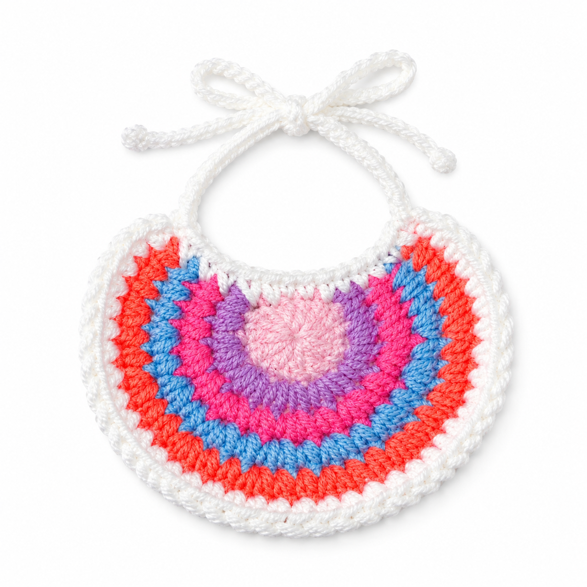 Striped Crochet Hat & Bib Options - Pink Stripe Bib