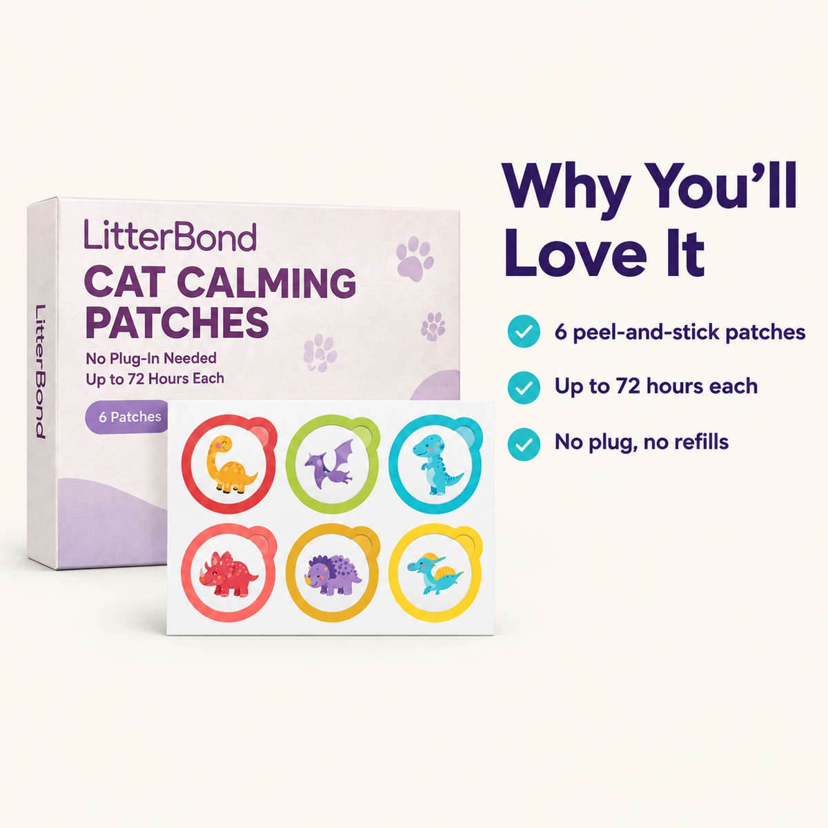 LitterBond Calming Patches 6 ct - key features