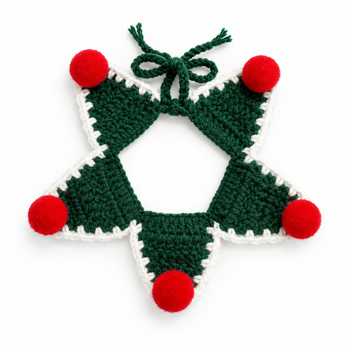 Five-Point Star Crochet Collar - Green Star