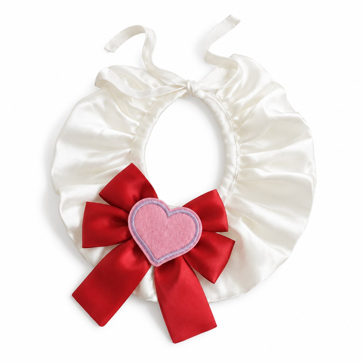 Big Bow Heart Patch Bib - Red Bow