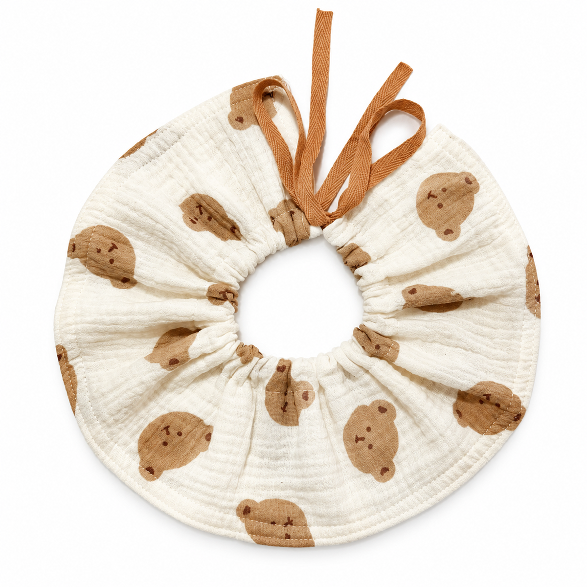 Bear Print Gauze Ruffle - Cream Bear Print