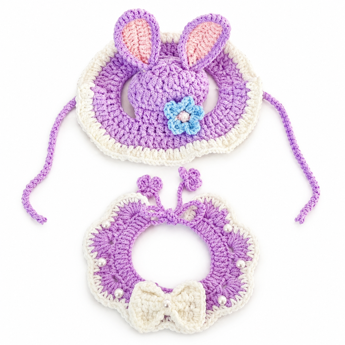 Daisy & Bunny Hat and Collar Options - Lilac Bunny Set