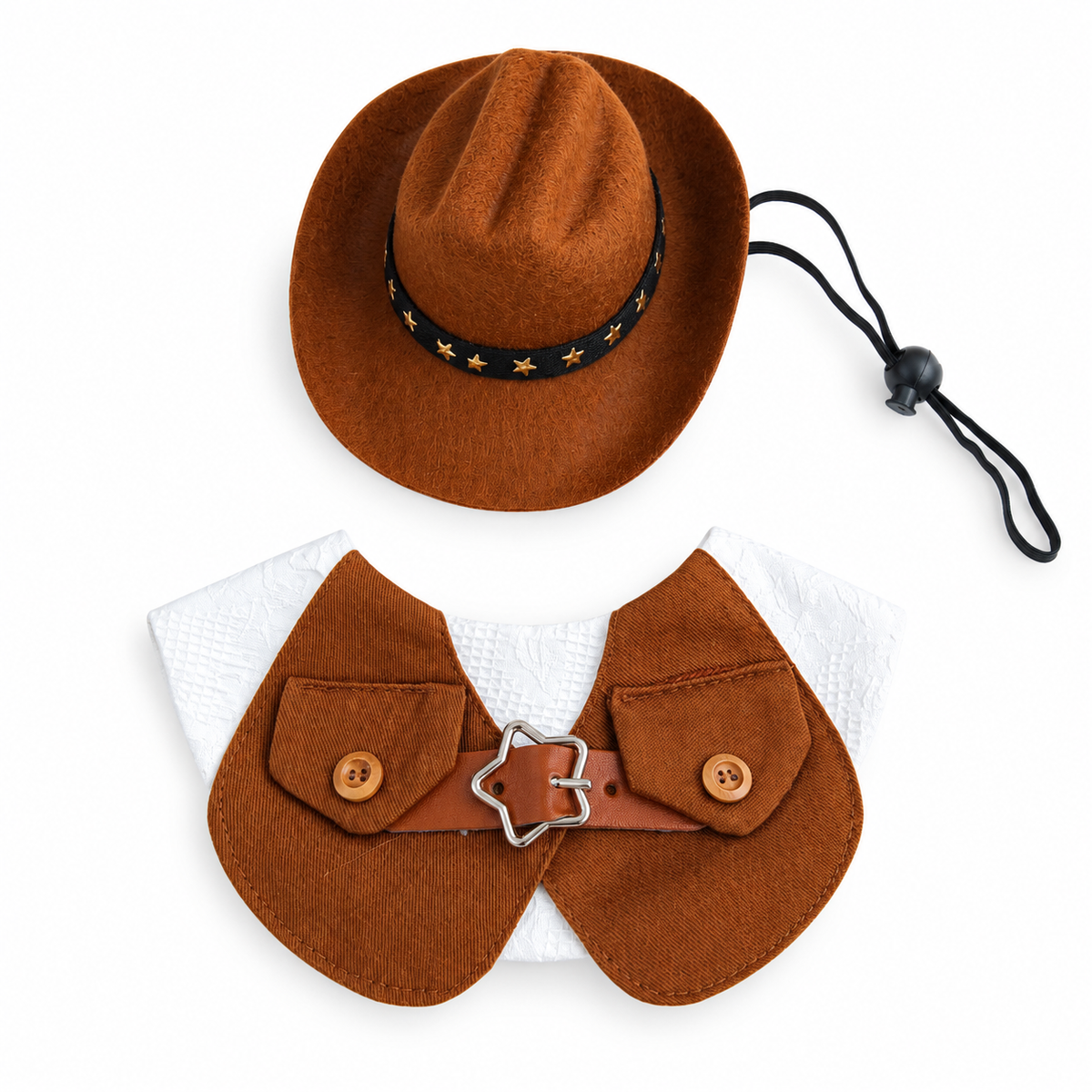 Western Hat & Collar Options - Brown Western Set