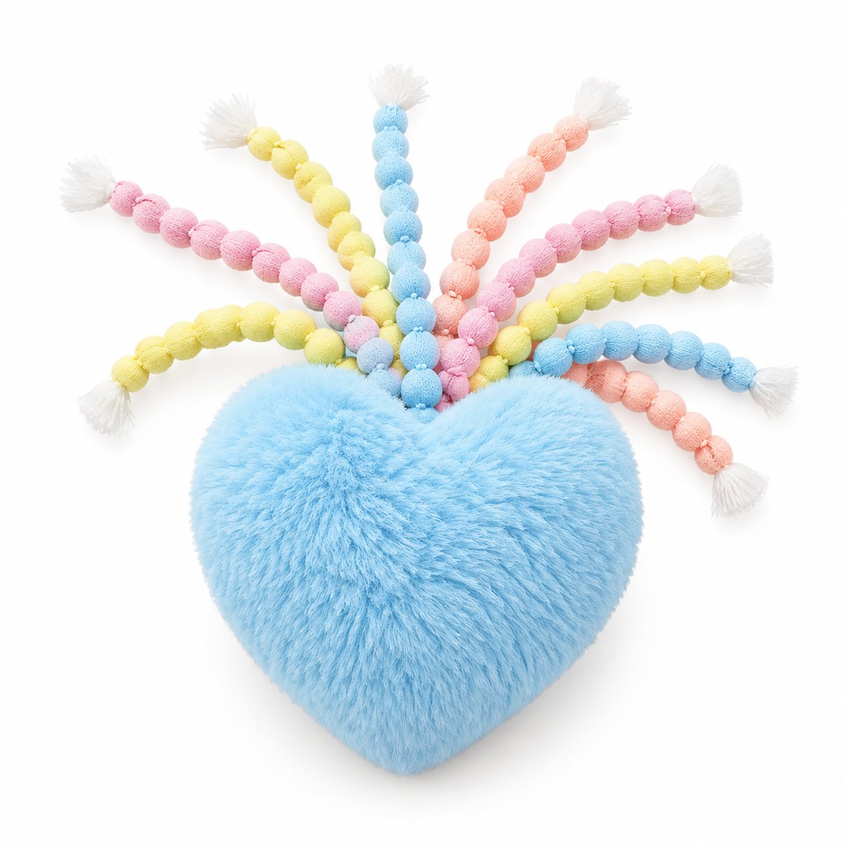 Pastel Puff Tassel Hearts - Sky Blue Heart