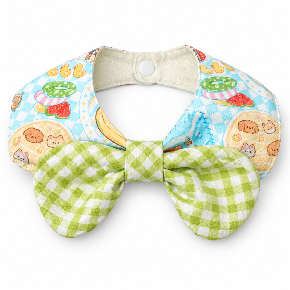 Printed Gingham Bow Bib - Picnic Blue