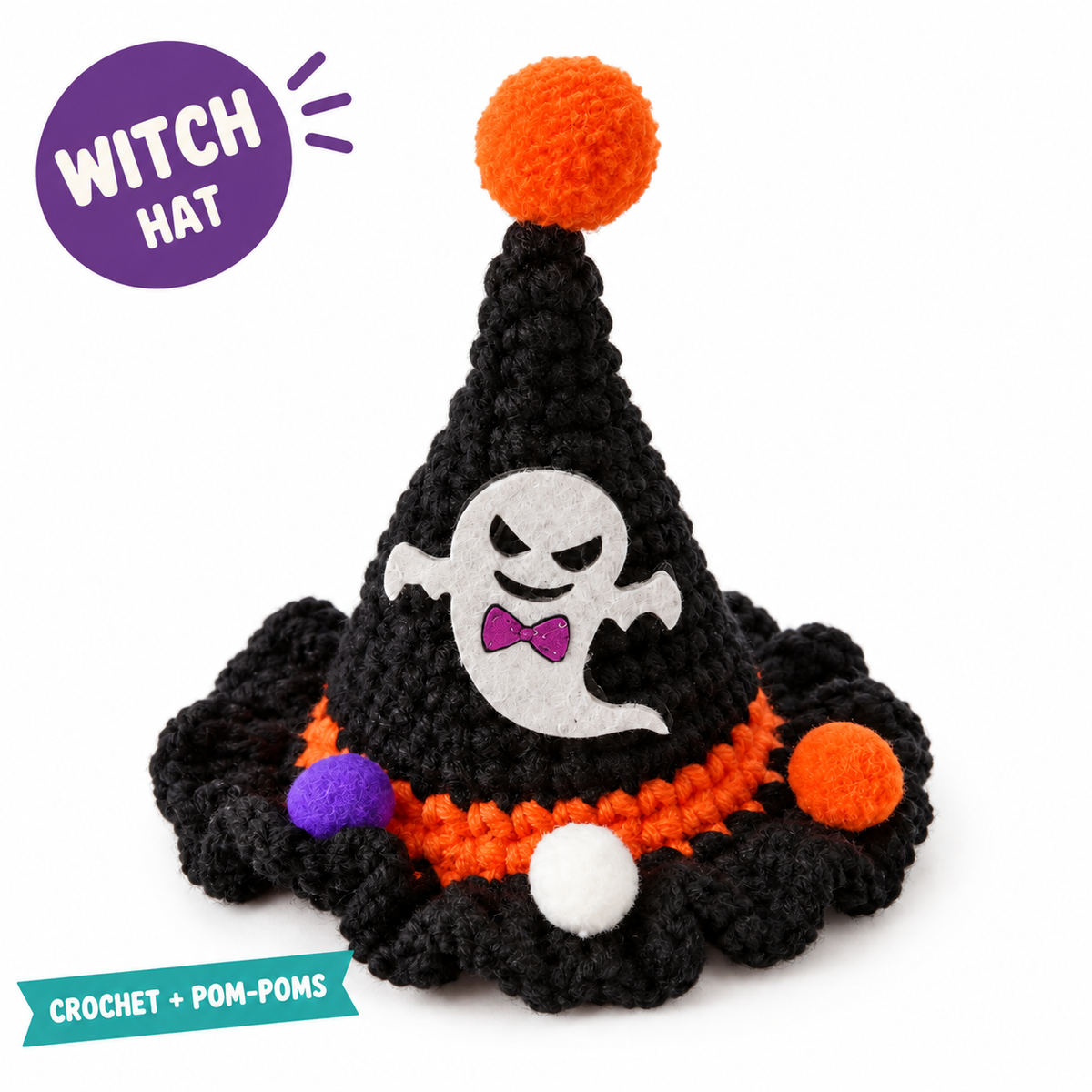 LitterBond Crochet Halloween Witch Hat - main features