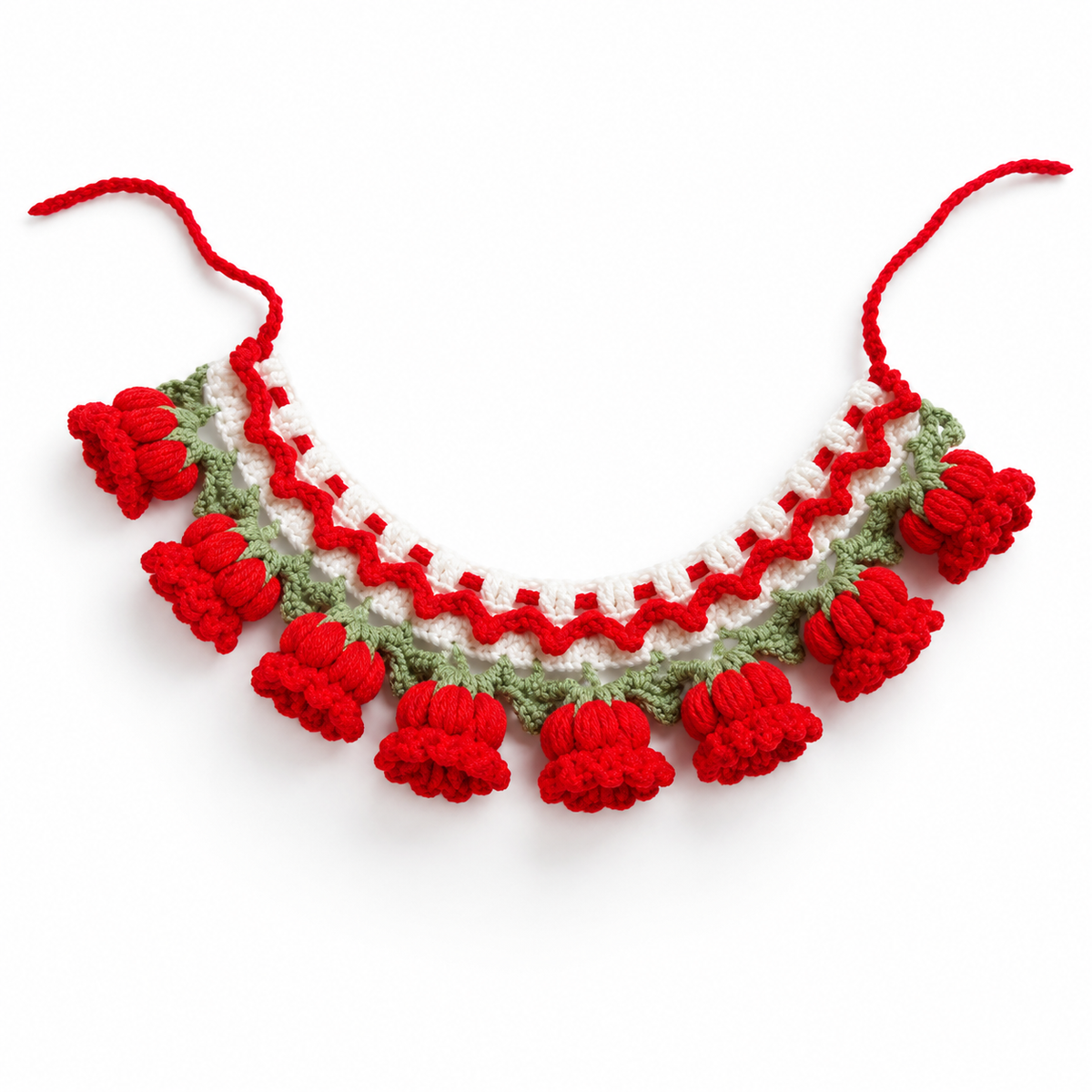 Bellflower Crochet Collar - Red Bellflower