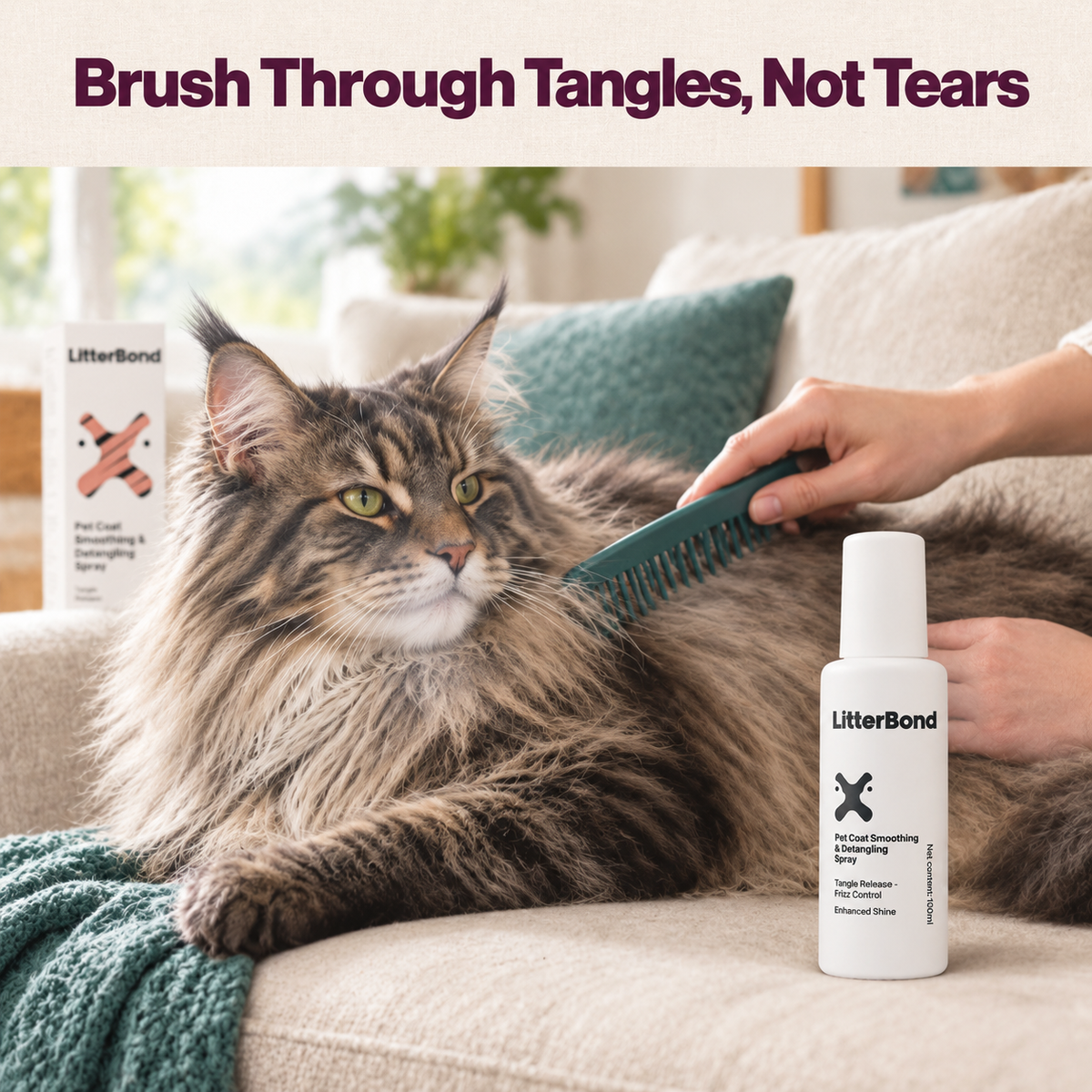 LitterBond Detangler Spray 100 ml - how it helps