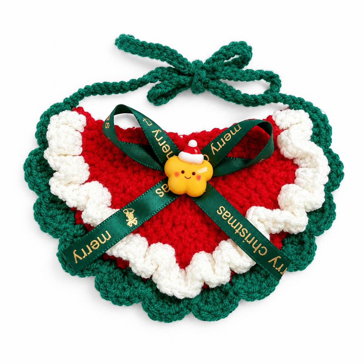 Christmas Bow Ruffle Bib - Red Star Ribbon