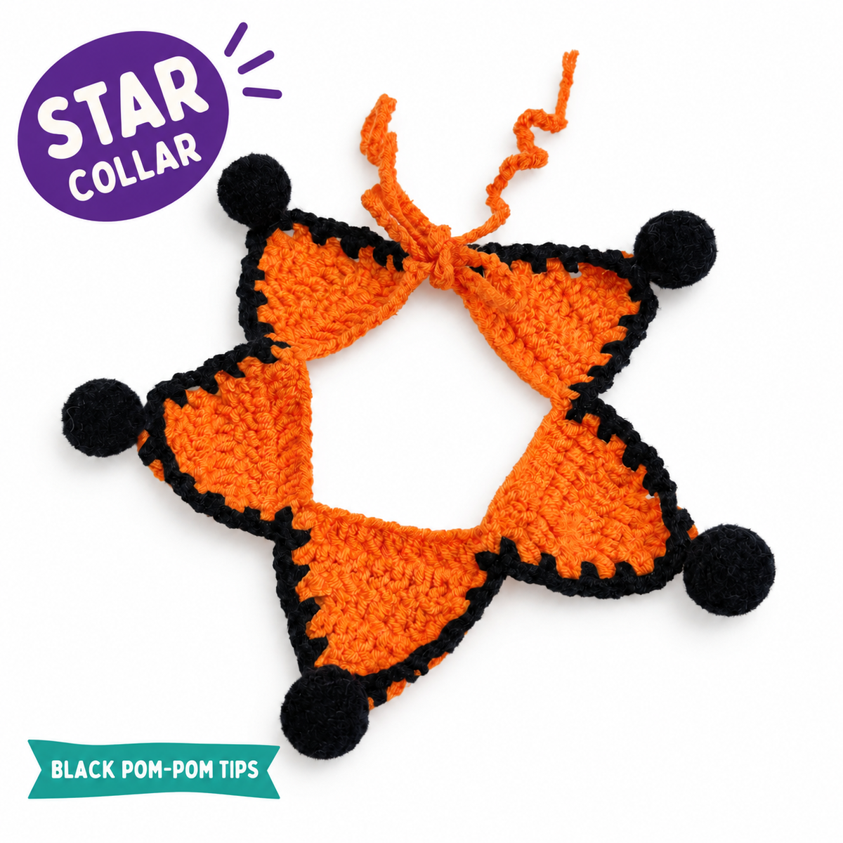LitterBond Crochet Star Halloween Collar - main features