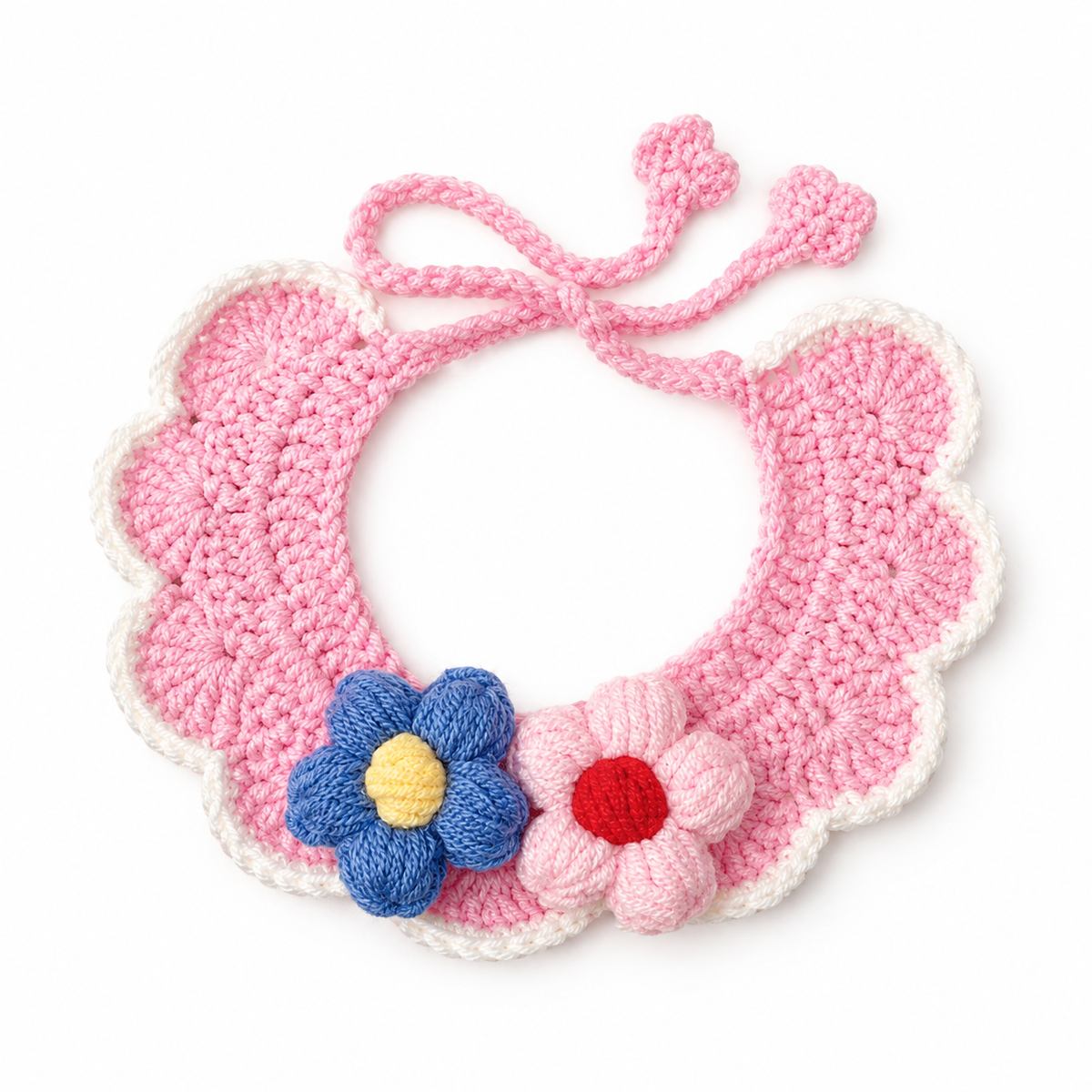 Daisy Pair Scalloped Crochet Collar - Pink